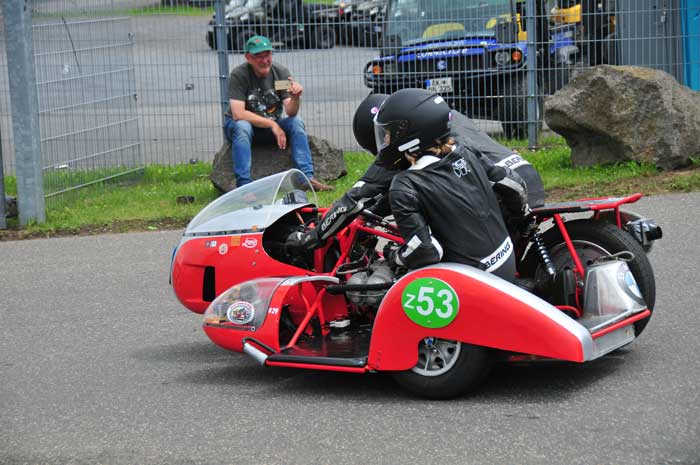 Classic motorcycle on the Grand Prix circuit of the Nürburgring